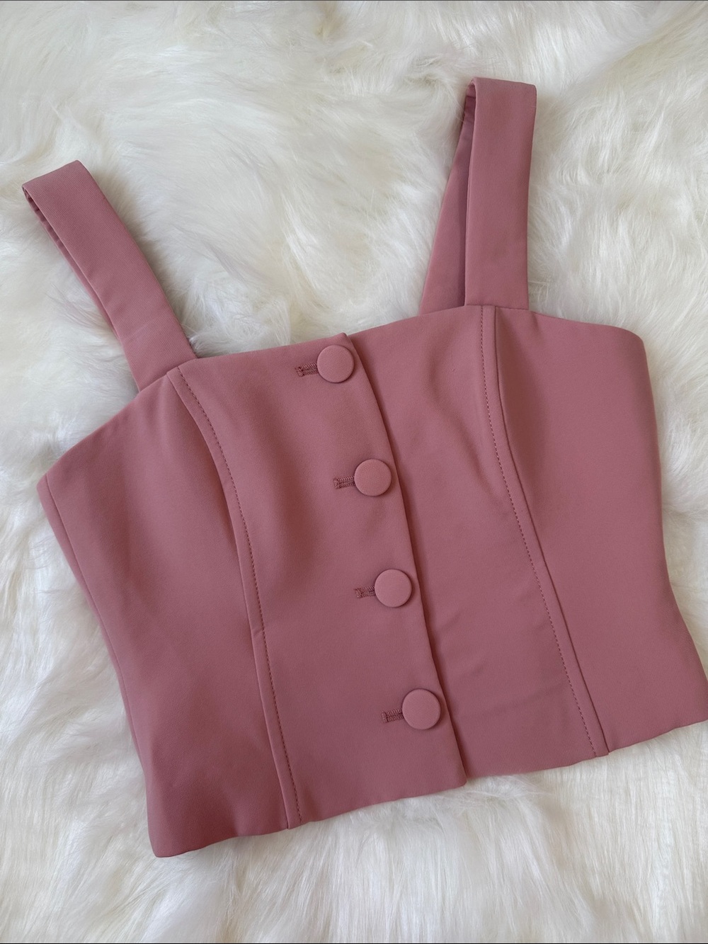 Zara Dusty Rose Button-Front Cropped Tank
